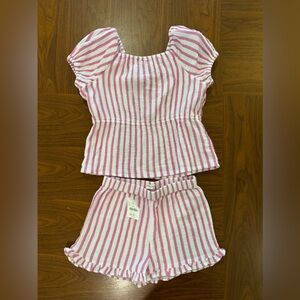 Crewcuts Pink and White Striped Knit Two-Piece Set